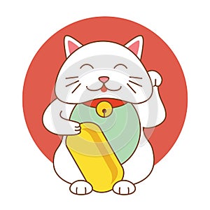 Maneki neko lucky cat kitten icon flat web sign symbol logo label