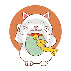 Maneki neko lucky cat kitten icon flat web sign symbol logo label