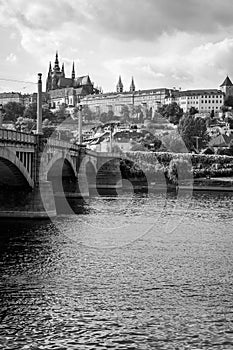 Manes bridge  over river Vltava in Prague