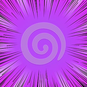 Manga comic book flash purple explosion radial lines background.