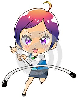 Manga kawaii chibi female banker illustration   self defense training by Sasumata