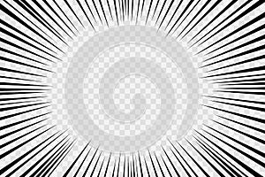 Manga frame with speed flash lines. Comic anime effect. Vector illustration