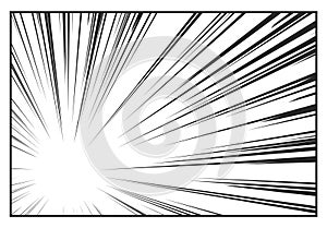 Manga Radial Speed Lines For Comic Effect. Motion And Force Action Focus Flash Strips For Anime Book. Background