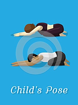 Manga Style Cartoon Yoga Child`s Pose