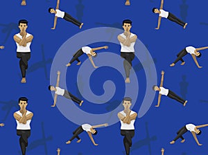 Manga Yoga Man Eagle Pose Background Seamless Wallpaper