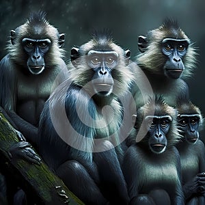 Mangabey Monkey At Rainforest. Generative AI