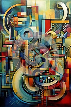 mangala abstract painting, geometric forms 3