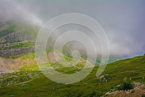 Mangart Saddle in Low Clouds