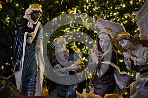 Manger at Nativity church square at Christmas eve in Bethlehem, West bank, Palestine, Israel