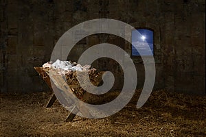 Manger in Old Barn with window photo