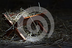 Manger in the stable abstract christmas symbol