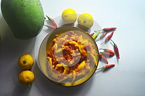 Manggo fruit sambal or paste with red chili