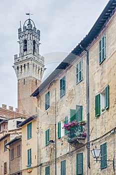 Mangia Tower in Siena, Tuscany Region, Italy
