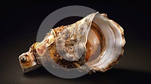The mangled and damaged shell of an oyster clam, caused by the damaging effects of the acidic conditions of the ocean water. Ocean photo