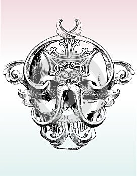 Mangled grunge skull illustrat