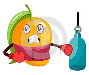 Mango with boxing gloves, illustration, vector