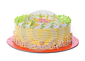 Mango cake isolated on white background