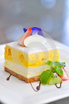 Mango cheese cake or mango cheese pie