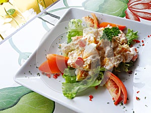 Mango & chicken salad, asian food