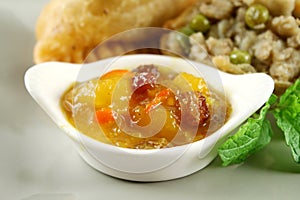 Mango Chutney With Samosa