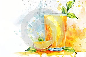 Mango cocktail on a white isolated background