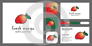 Mango in flat style. Mango vector logo. Mango icon with business card template