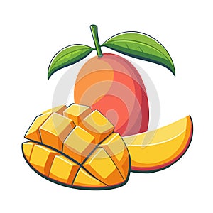 Mango fresh fruit vector illustration isolated on white background