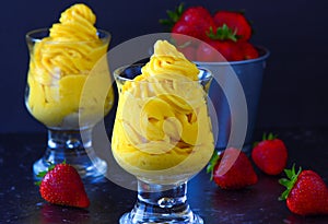 Mango frozen yogurt ice cream