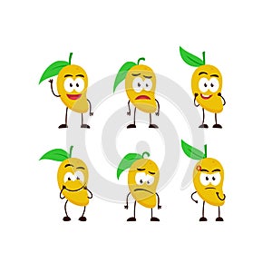 Mango fruit character cartoon mascot pose set humanized funny expression stye