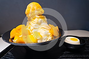 Mango fruit shaved ice and mango ice cream milk flavor