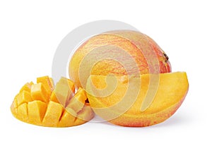 Mango fruit sliced isolated on white