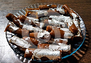 A mango and gram flour sweets