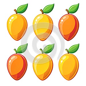 Mango icon set in flat vector style