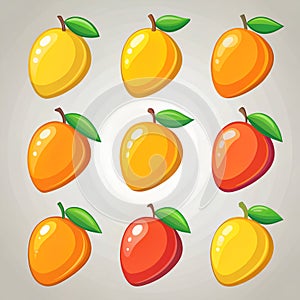 Mango icon set in flat vector style