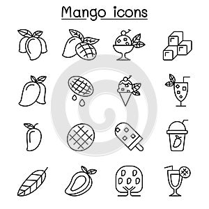 Mango icon set in thin line style