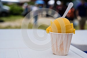 Mango Italian Ice for sale at a farmers market