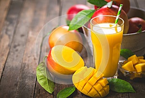 Mango juice in the glass photo
