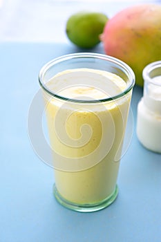 Mango lassi smoothie drink.