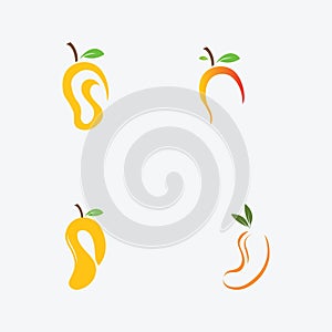 Mango Logo, Fruit Design Simple Minimalist Style, Fruit Juice Vector, Icon Symbol Illustration