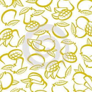 Mango pattern background set. Collection icons mango. Vector