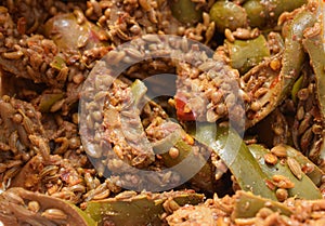 Mango pickle close up. It is also called as achaar. Traditional food of india and pakistan.