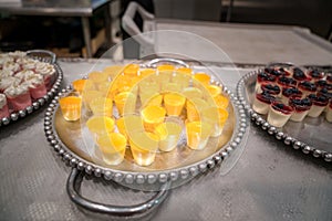 Mango pudding dessert served in a cup