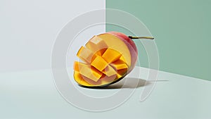 Mango with Slices on a 3D Background