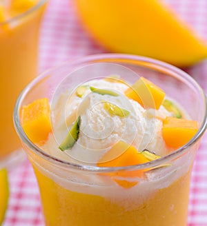 Mango smoothie with icecream photo