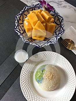 Mango With Sticky Rice with mango coconut milk