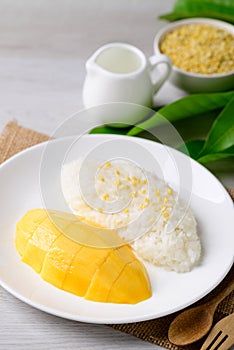 Mango sticky rice, Thai dessert (Khao Niew Mamuang)