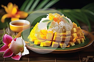 Mango sticky rice, Thai desserts.GenerativeAI.