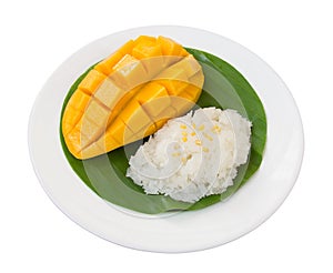 Mango sticky rice. Thai style dessert, mango with glutinous rice photo