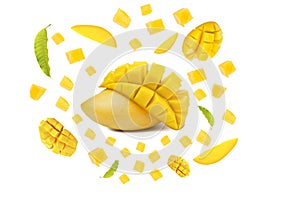 Mango tropical fruit with cubes