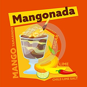 Mexican mango slushie. Editable vector illustration. Cartoon design photo
